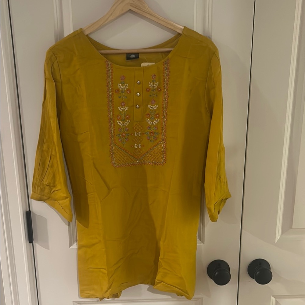 Embroidered Yellow Women's Top